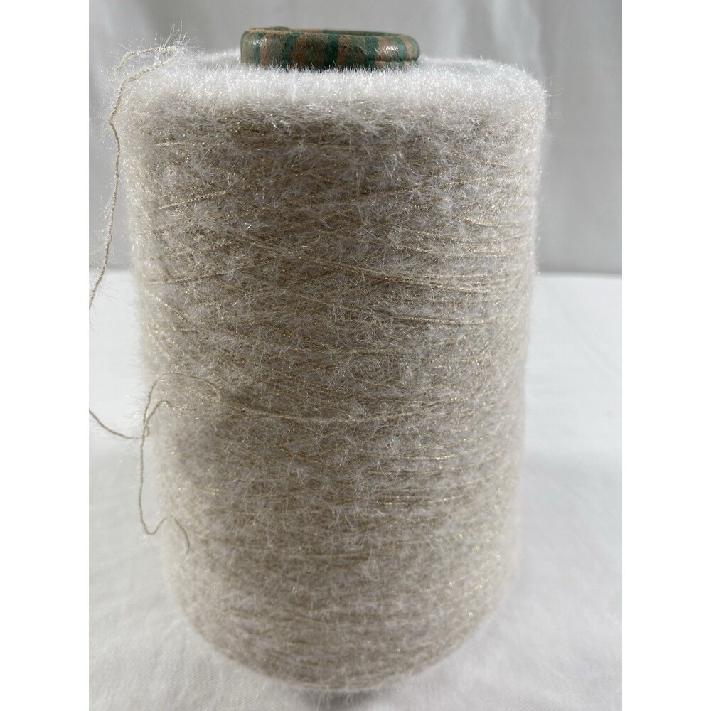 Fancy Cone Yarn Spool Yarn Faux Fur Oat Gold Glitter Clothes Thread 430g NW #731